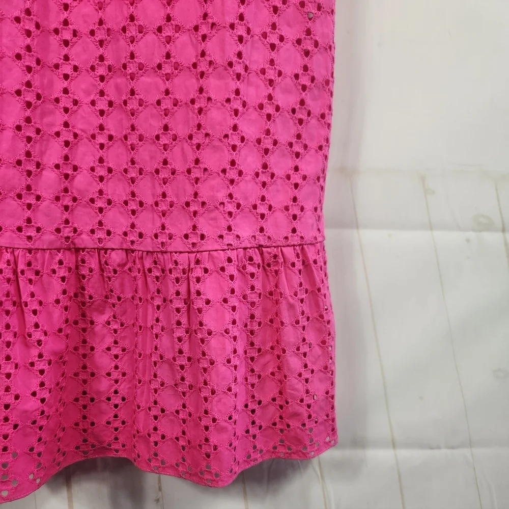 Tuckernuck Hyacinth House Pink Eyelet Midi Dress Ruffle Hem Preppy S - Picture 9 of 15